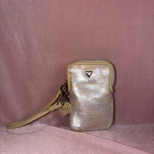 Authentic Coach Poppy Sequin Leather Iridescent Wristlet